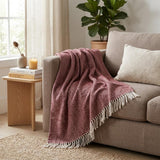 50" X 60" Brick Red And White Chevron Cotton Throw Blanket with Fringe