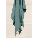 50" X 60" Teal Cotton Cable Knit Throw Blanket with Tassels
