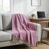 50" X 60" Hot Pink Cotton Woven Chevron Throw Blanket with Fringe