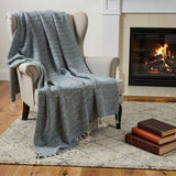 50" X 60" Gray Cotton Woven Chevron Throw Blanket with Fringe