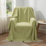 50" X 60" Citrine And Ivory Geometric Cotton Throw Blanket with Fringe