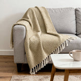 50" X 60" Natural Cotton Woven Geometric Throw Blanket with Fringe
