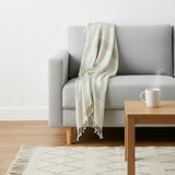 50" X 60" Natural Cotton Woven Striped Throw Blanket with Fringe