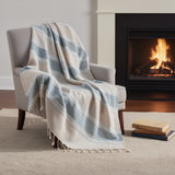 50" X 60" Aqua Cotton Woven Striped Throw Blanket with Fringe
