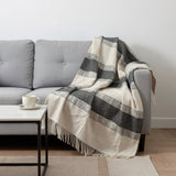 50" X 60" Black Cotton Woven Striped Throw Blanket with Fringe