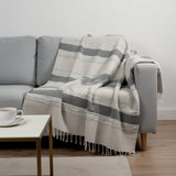 50" X 60" Gray Cotton Woven Striped Throw Blanket with Fringe