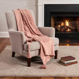 50" X 60" Coral Cotton Woven Ikat Throw Blanket with Tassels