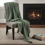 50" X 60" Green Cotton Woven Ikat Throw Blanket with Tassels