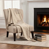 50" X 60" Brown Cotton Woven Ikat Throw Blanket with Tassels