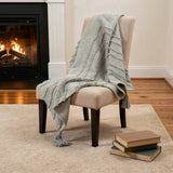 50" X 60" Gray Cotton Woven Geometric Throw Blanket with Tassels