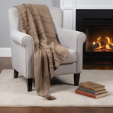 50" X 60" Brown Cotton Woven Geometric Throw Blanket with Tassels