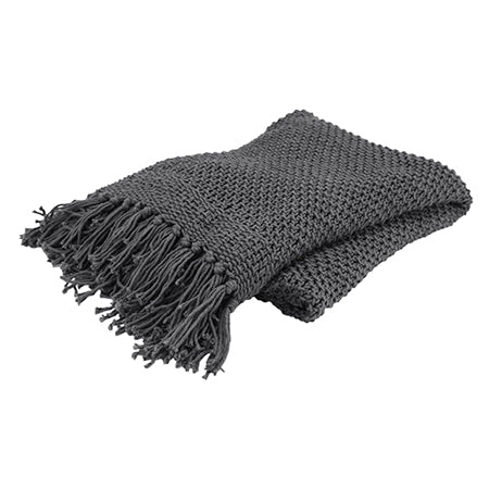 50" X 60" Gray Cotton Woven Throw Blanket