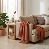 Orange Woven 100% Cotton Throw Blanket