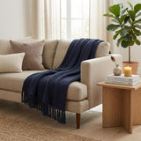 50" X 50" Indigo Woven Cotton Throw Blanket