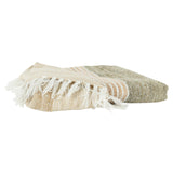 50" X 60" Beige Brown And Ivory Recycled Poly PET Striped Throw Blanket with Tassels