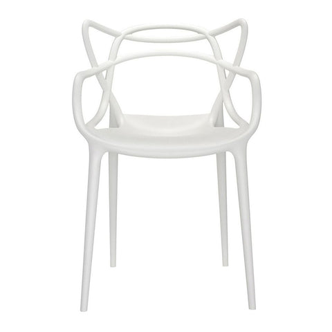 White Heavy Duty Plastic Open Back Dining Arm Chair