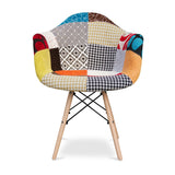 Rainbow and Natural Upholstered Fabric Dining Arm Chair