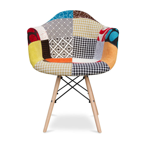 Rainbow and Natural Upholstered Fabric Dining Arm Chair