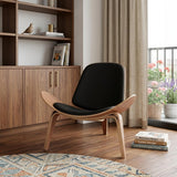 36" Black and Brown Faux Leather Lounge Chair