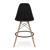 28" Black And Brown Heavy Duty Plastic And Solid Wood Counter Height Bar Chair