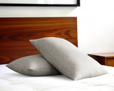Set of Two Light Gray Linen Standard Pillowcases