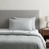 Set of Two Blue Linen Standard Pillowcases