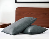 Set of Two Slate Gray Linen King Pillowcases
