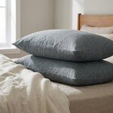 Set of Two Slate Gray Linen King Pillowcases