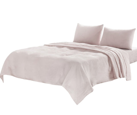 Four Piece Light Pink Linen Twin Sheet Set