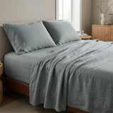 Four Piece Blue Linen Twin Sheet Set