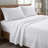 Four Piece White Linen California King Sheet Set