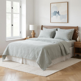 Blue Linen Full Double Flat Sheet