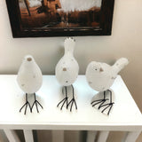 Set of Three Black and White Fabric Bird Statue Tabletop Sculpture