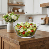 10" Clear and Green Palm Tree Acrylic Round Salad Bowl