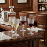 Set of Four Clear Diamond Acrylic Stemmed All Purpose Wine Glass