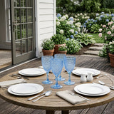 Set of Four Blue Diamond Acrylic Stemmed All Purpose Wine Glass