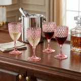 Set of Four Pink Diamond Acrylic Stemmed All Purpose Wine Glass
