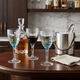 Set of Four Clear and Blue Swirl Acrylic Stemmed All Purpose Wine Glass