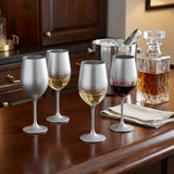 Set of Four Silver Acrylic Stemmed All Purpose Wine Glass