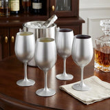 Set of Four Silver Acrylic Stemmed All Purpose Wine Glass