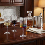Set of Four Clear and Rainbow Geometric Acrylic Stemmed All Purpose Wine Glasses