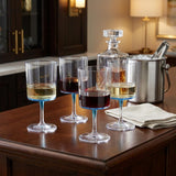 Set of Four Clear and Blue Acrylic Stemmed All Purpose Wine Glass