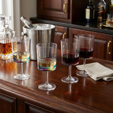 Set of Four Clear and Rainbow Geometric Acrylic Stemmed All Purpose Wine Glasses