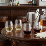 Set of Four Clear Dimpled Tritan Plastic Stemless All Purpose Tumbler Wine Glasses