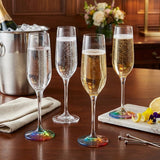 Set of Four Rainbow Acrylic Round Bowl Stemmed Flute