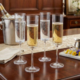 Set of Four Clear Tritan Plastic Stemmed Flute