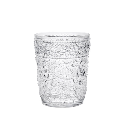 Set of Four Clear Paisley Acrylic Stemless Whiskey Glass