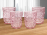 Set of Four Pink Paisley Acrylic Stemless Whiskey Glasses