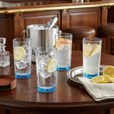 Set of Four Clear And Blue Acrylic Stemless Highball Glass