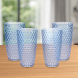 Set of Four Blue Acrylic Stemless Highball Glass